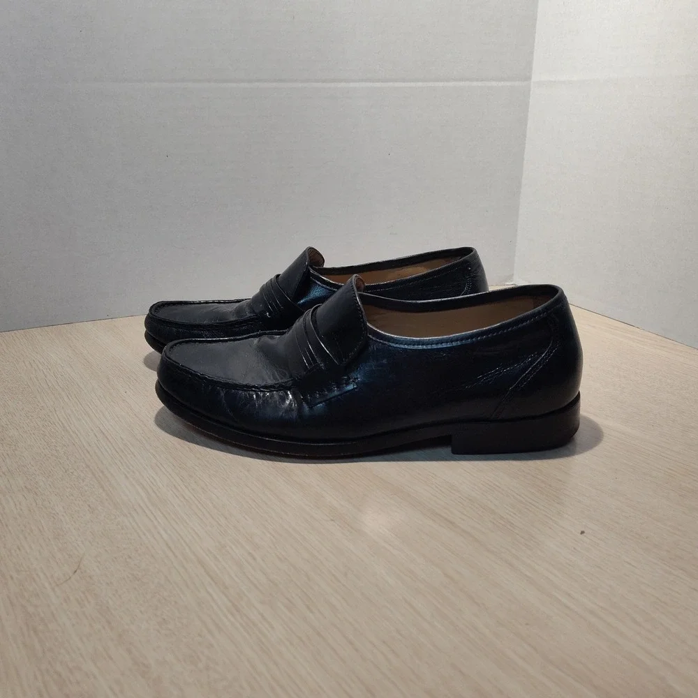 Bostonian Penny Loafers Mens 7.5 M Black‎ Leather Slip On Dress Shoes Moc Toe